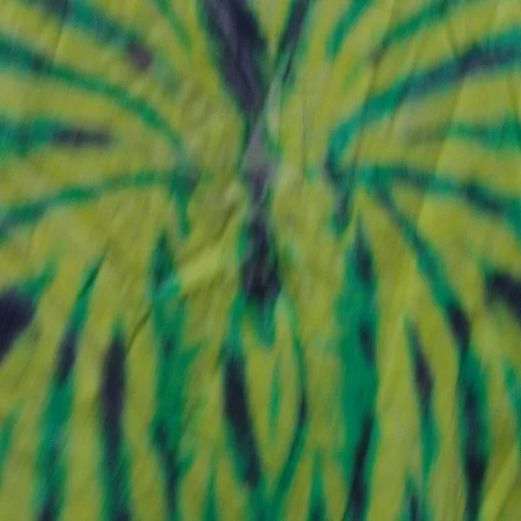 Funky Hand Made Tie-Dye V-Neck Neon green Fringe Top - Picture 6 of 7